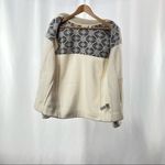 L.L.Bean Printed Fleece Full Zip Jacket in Cream Grey Size Large Photo 2