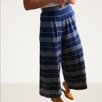 Vintage 40s 50s Navy White Striped High Waisted Pleated Wide Leg Cropped Pants Blue Size 26 Photo 11