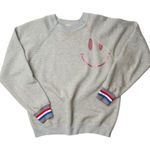 Aquarius Cocktail Y2K Howard Smiley Graphic Sweatshirt Large Gray Retro Twee Photo 0