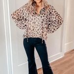 BUDDY LOVE Bridgerton Long Sleeve Blouse in Oreo Cheetah Pattern Size Small Photo 6