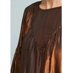 Anthropologie NWT Amadi Merry Metallic Lure Bronze Party Cocktail Blouse Photo 1