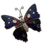 Vintage rainbow glitter butterfly pin, butterfly brooch, purple butterfly pin Silver Photo 0