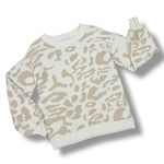 Pink Lily  Animal Cheetah Print Balloon Sleeve Sweater Ivory Tan Small Photo 12