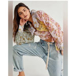 Free People  Small Lucky Penny Wrap Top in Dahlia Combo Multicolor Floral Print Photo 2