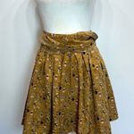 Owl Print Pleated Brown Mini Skirt w Pockets Removable Silver Chain Belt by Lily Size L Photo 2