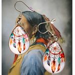 Native American Dreamcatcher Earrings New Teardrop Feathers Reservation … White Photo 9