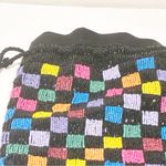 STAUD Beaded Check Drawstring Pouch Women's Black Multi color Photo 2