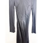 & Other Stories & Other Stories Open Back Midi Dress Size Small Black Satin Long Sleeve Cocktail Photo 9