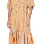 Taylor Mango Boho Striped Maxi Dress Orange Size 8 Photo 0