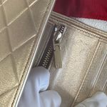NWOT Authentic Carolina Herrera Gold Genuine Leather Quilted Wallet Silver Photo 8