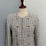 ZARA  New Women Luxury Ecru Black Fitted Textured Round Collar Blazer Size L Photo 11