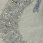 Orvis Cream Wreath Sequin Embellished Christmas Sweater Size S Lambswool Angora Photo 2
