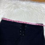 Vintage Lace Up Skirt Womens Large Black Faux Suede Grunge Goth Y2K Corset Midi Photo 3