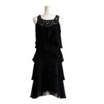 Slny Dress Black Chiffon Beaded Neckline Sleeveless Tiered Ruffle Size 10 NEW Photo 11