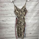 Miken Leopard Print Side Stripe Cover Up Midi Dress Tassel Belt Size XS New Brown Photo 3