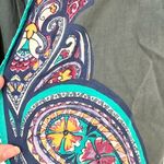 Peach Puff  Kimono Top Shirt small Medium Green Floral Blouse Casual Ladies Photo 1