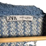 ZARA Blue Chunky Oversized Tweed Striped Button Cardigan Sweater Size S Photo 4