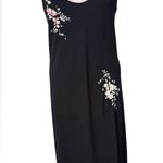 Oscar de la Renta Pink Label Black Embroidered Floral Y2K Slip Dress Size Medium Photo 0