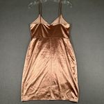 Lulus Dress Womens Medium Satin Surplice Wrap Cocktail Spaghetti Strap Party Gold Photo 6