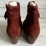 NWT Diba Women's Sleek Suede Bootie in Burgundy Red Gold Hardware Size 8.5 Photo 3
