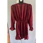 Xhilaration  Junior Red Wine long sleeve ruffle v neck midi dress size medium‎ Photo 5