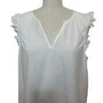 Madewell NWT  Eyelet Garden Dress White Cotton Ruffle Shoulder V-Neck Size Medium Photo 4