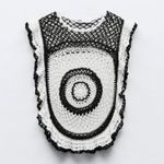 ZARA NWOT  Woman Black & White Crochet Short Sleeve RUFFLED Top Photo 4