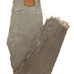 Pull & Bear  Striped Skinny Crop Jeans Sz 28 Gray White Raw Hem Stretch Cotton Photo 2
