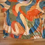 Rachel Zoe Rachel‎ Zoe 2X Abstract Print Top 100% Cotton Retro Mod Festival Travel Tee Photo 2