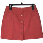 Miami  Coral Denim Skirt M Snap Front Mini Casual Pockets Womens Cotton Photo 0
