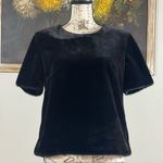 Mo:Vint Womens Black Short Sleeve Velvet Fuzzy Blouse Size Small Photo 0