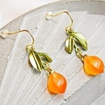 Orange Fruit Earrings Gold Photo 0
