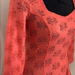 Free People  Burnt Orange Eyelet Lace Peplum Top Size XS Photo 6