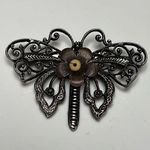 Vintage Modernist Filigree Antique Silver Butterfly Brooch Pin Photo 2