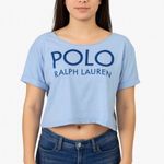 Ralph Lauren Polo blue oversized cropped logo t-shirt women's small Photo 0