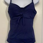 Lands' End Navy Blue Spaghetti Strap Tie Front Tankini Swimsuit Size 8 EUC #2452 Photo 1