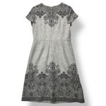 Talbots Women Jacquard Border Wool Fit Flare Dress 8 Gray Minimalist Office Chic Photo 1