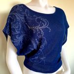 FANG Blue Short Sleeve Loose Top Sz XS EUC Photo 0