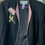 Jessica Howard Vintage  Black and Pink Blazer with Floral Accents.P2P 24” SIZE 16 Photo 2