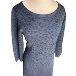 Loft Ann Taylor Classic Grey Blue Leopard Knit Sweater Tunic Dress Petite Large Photo 6