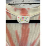 Fantastic Fawn Women's Long Sleeve Tee L Off-White Coral Tie-Dye Photo 2