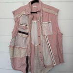 POL  Women’s Medium Pink Boho Vest Patchwork Unique Photo 0
