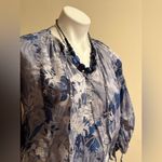 Newport News  White & Blues Tie In Front & Sleeves Summer Blouse Sz4 Great Cond Photo 2