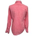 Nili Lotan Cotton Button Down Shirt Women’s Size Small Red Lightweight Long Slee Photo 4