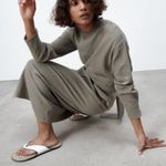 ZARA  Linen Blend Midi Khaki Belted Dress Size XS Photo 7