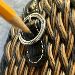 Brighton : Black/ Brown Wicker Shoulder Bag- Silver tone- Leather Trim- wear Photo 10