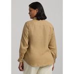 Lauren Ralph Lauren Linen Relaxed Fit Roll Tab Sleeve Shirt Birch Tan 2X Quiet L Photo 1