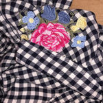 Como vintage  large gingham floral flannel top Photo 10