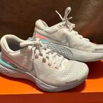Nike White Hydrogen Blue Zoom Invincible Run FlyKnit Sneakers Photo 0