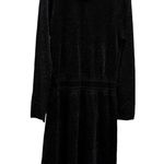 Tory Burch Black Isabelle Wool Metallic Knit Ruffle Neck Sweater Dress Large Photo 3